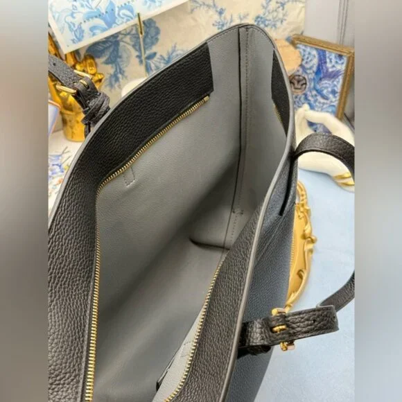 🆕 OROTON 🧿 NWOT Margot Medium Zip Tote Bag, Black Leather - Picture 13 of 16